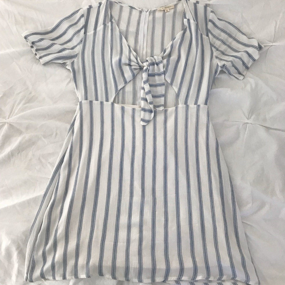 Pacsun blue and white striped tie front dress